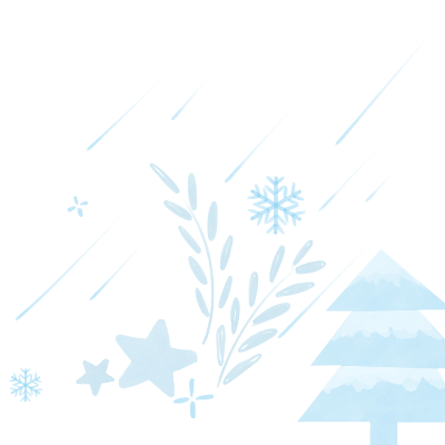 浅蓝色松树星星树叶雪花PNG插图