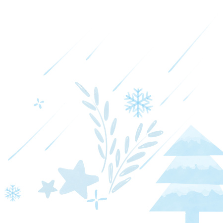 浅蓝色松树星星树叶雪花PNG插图