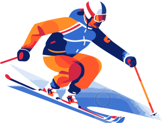 滑雪运动员手绘平面插画