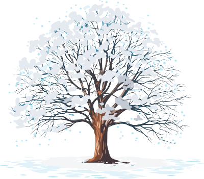 落雪的大树冬天创意插图