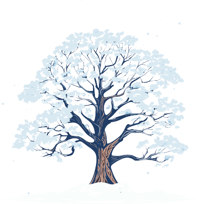 透明背景冬季大树插画