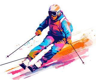 彩色滑雪运动员平面插画