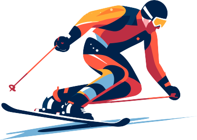 扁平插画滑雪运动员高清图形素材