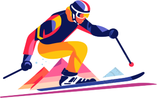 平面滑雪运动员插图素材