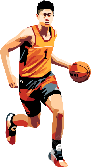 亚洲篮球运动员透明背景插图