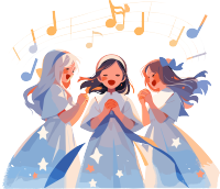 创意设计合唱女生PNG素材