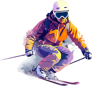 冬季滑雪运动员白色背景素材