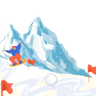 卡通风格炫酷的滑雪少年PNG元素