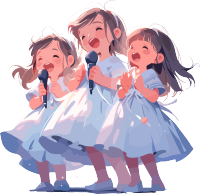 合唱的小女孩2D图形插画