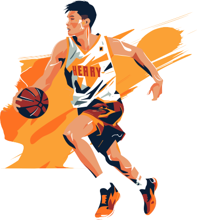 橙色系亚洲篮球运动员素材