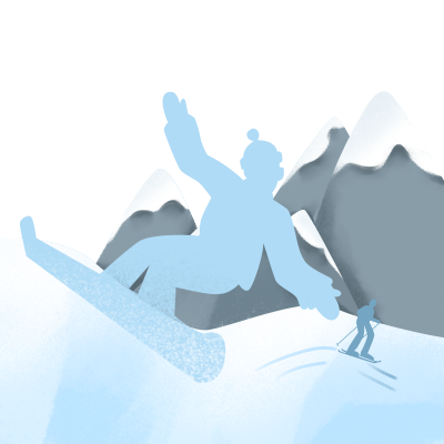 滑雪爱好者剪影手绘透明背景素材