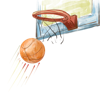 透明背景篮球比赛篮球投入球框插画