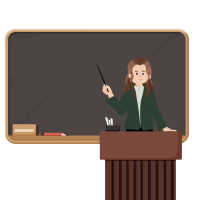 黑板前正在开家长会的女老师插画