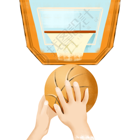 手绘篮球比赛手拿篮球投篮创意插画
