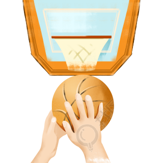 手绘篮球比赛手拿篮球投篮创意插画