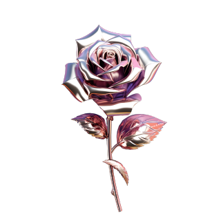 金属铬镀玫瑰花模型创意设计插图