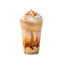 透明塑料杯装的焦糖奶茶素材