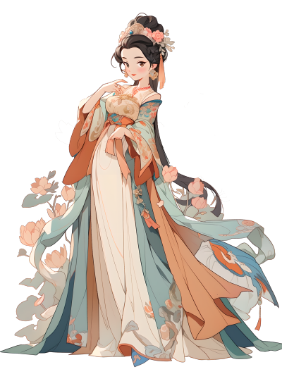 中国传统服装汉服女神插画