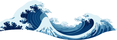 白色背景上的蓝色海浪插图