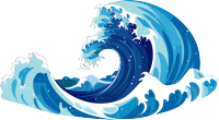 简洁平面插画蓝色海浪图形素材
