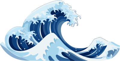 透明背景上的蓝色海浪插图