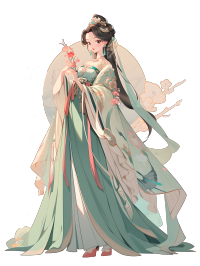 敦煌女神华服繁复图案插画
