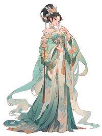 中国敦煌女神华美绣花服饰素材