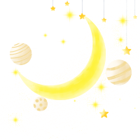 夜晚的星星月亮星球绘本故事插图