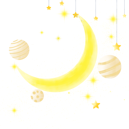 夜晚的星星月亮星球绘本故事插图