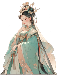 古风美女华丽汉服PNG插画