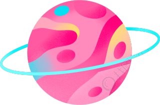 粉色星球手绘可商用插图