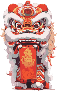 彩色中国新年狮子插画