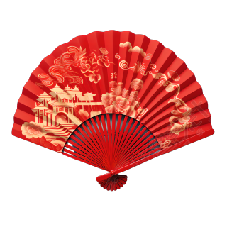 中国风折扇扁平插图创意设计