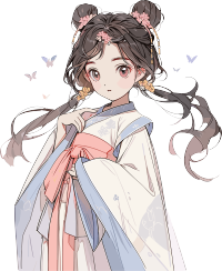 国风女孩图形素材插画设计