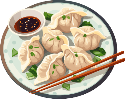 可口的中国饺子插画