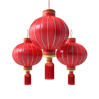 中式新年灯笼透明背景设计元素