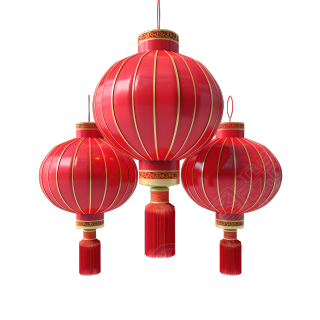 中式新年灯笼透明背景设计元素