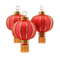 三个红色中国灯笼插画设计
