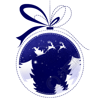 手绘蓝色圣诞装饰球平安夜快乐素材