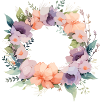 水彩风格花环与极简水彩平面插图