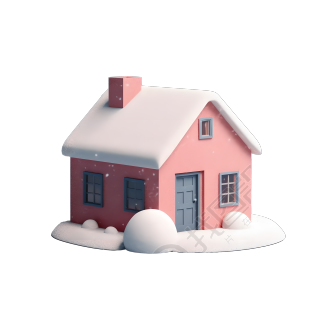 雪顶小房子3D素材插画