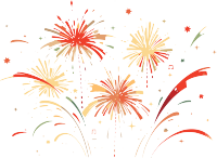 绿色与深红色烟花设计插画