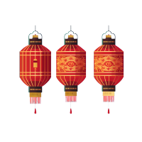 三只红色中国灯笼春节活动素材
