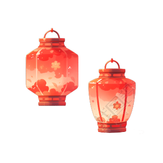 红色中国灯笼图案设计素材