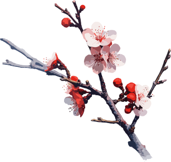 冬季梅花平面插画