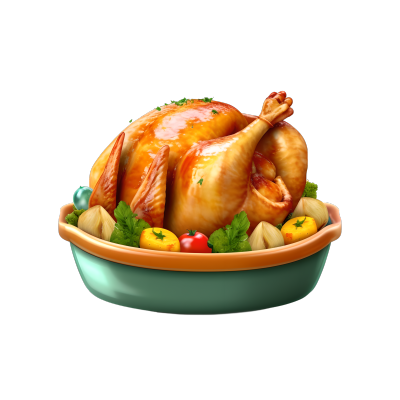 透明背景3D美味烤鸡插图