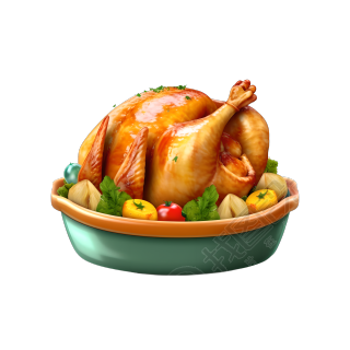 透明背景3D美味烤鸡插图