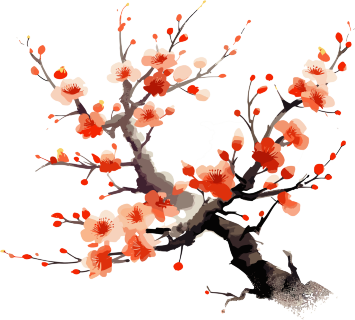 橙色梅花平面插画