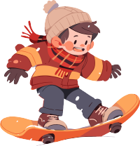 秋日毛衣漫画男孩滑雪商用素材