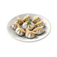 简单卡通3D白色背景上的美味中国饺子素材